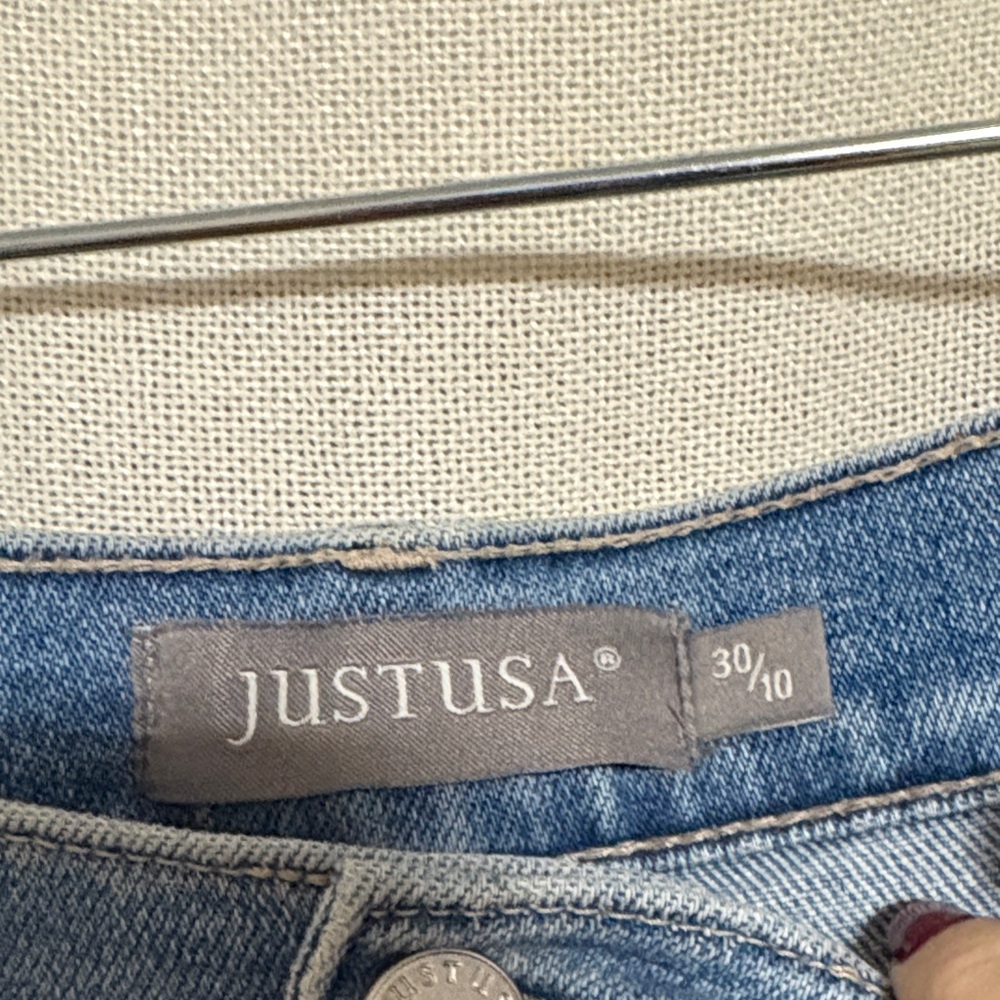 Just USA Straight Leg Cargo Jeans in Medium Blue - Picture 2 of 3